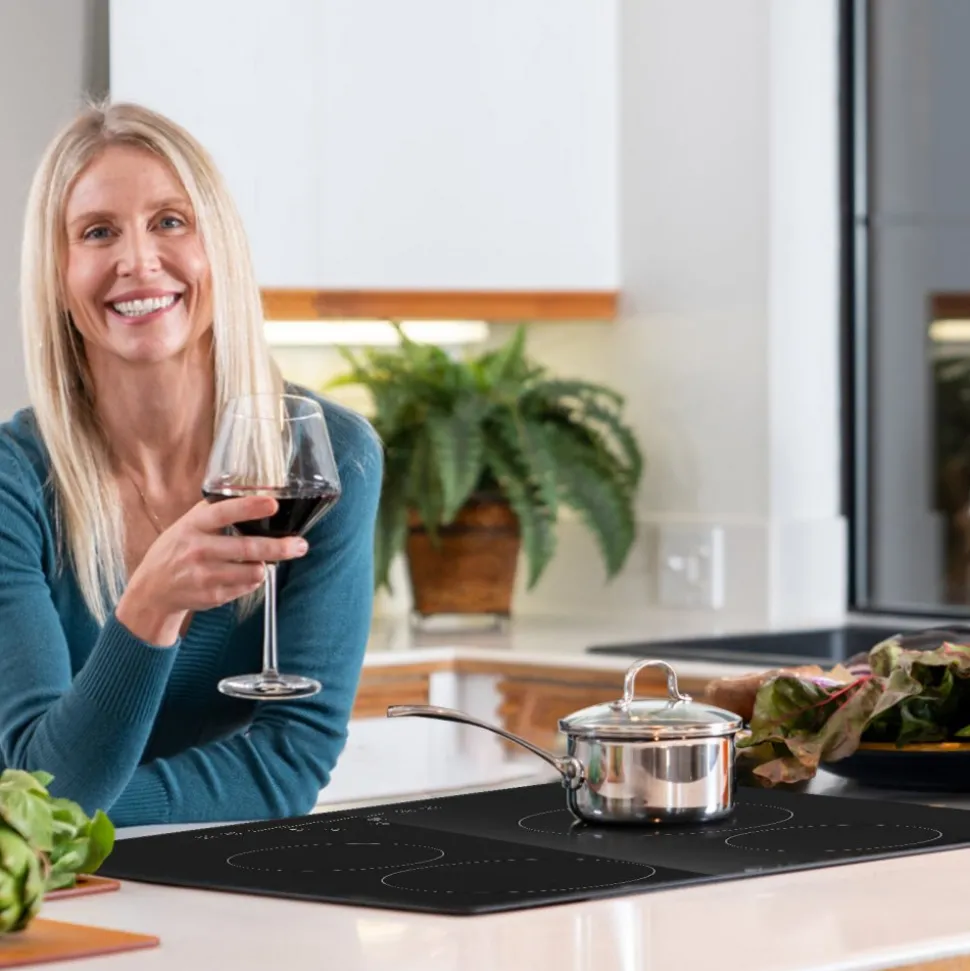 VEVOR Built in Electric Stove Top, 23.2 x 20.5 inch 4 Burners, 240V Glass Radiant Cooktop with Sensor Touch Control, Timer & Child Lock Included, 9 Power Levels for Simmer Steam Slow Cook Fry