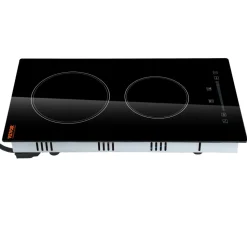 VEVOR Built in Electric Stove Top, 20 x 11.6 inch 2 Burners, 240V Glass Radiant Cooktop with Sensor Touch Control, Timer & Child Lock Included, 9 Power Levels for Simmer Steam Slow Cook Fry