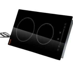 VEVOR Built in Electric Stove Top, 20 x 11.6 inch 2 Burners, 240V Glass Radiant Cooktop with Sensor Touch Control, Timer & Child Lock Included, 9 Power Levels for Simmer Steam Slow Cook Fry