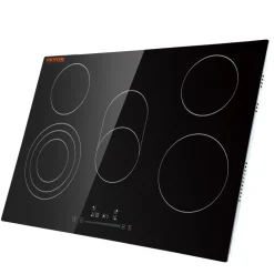 VEVOR Built in Electric Stove Top, 30.3 x 20.5 inch 5 Burners, 240V Glass Radiant Cooktop with Sensor Touch Control, Timer & Child Lock Included, 9 Power Levels for Simmer Steam Slow Cook Fry