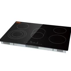 VEVOR Built in Electric Stove Top, 30.3 x 20.5 inch 5 Burners, 240V Glass Radiant Cooktop with Sensor Touch Control, Timer & Child Lock Included, 9 Power Levels for Simmer Steam Slow Cook Fry