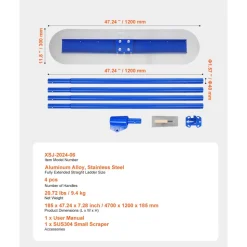 VEVOR Bull Float Magnesium Concrete Float, 47.24 x 11.8 Inch Round End Concrete Float Tool with 4 Aluminum Alloy Replaceable Handles, Cement Finishing Float for Various Industrial Applications