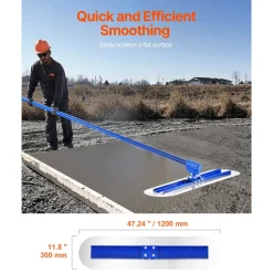 VEVOR Bull Float Magnesium Concrete Float, 47.24 x 11.8 Inch Round End Concrete Float Tool with 4 Aluminum Alloy Replaceable Handles, Cement Finishing Float for Various Industrial Applications