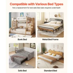 VEVOR Bunkie Board, Cal King Size 72.4 x 83.8 in, Foldable Bed Board Under Mattress with Hook-and-Loop Straps, PP Core with 600D Oxford Fabric, Anti-Sag for Metal Frames, Bunk Beds, and Sleeper Sofas