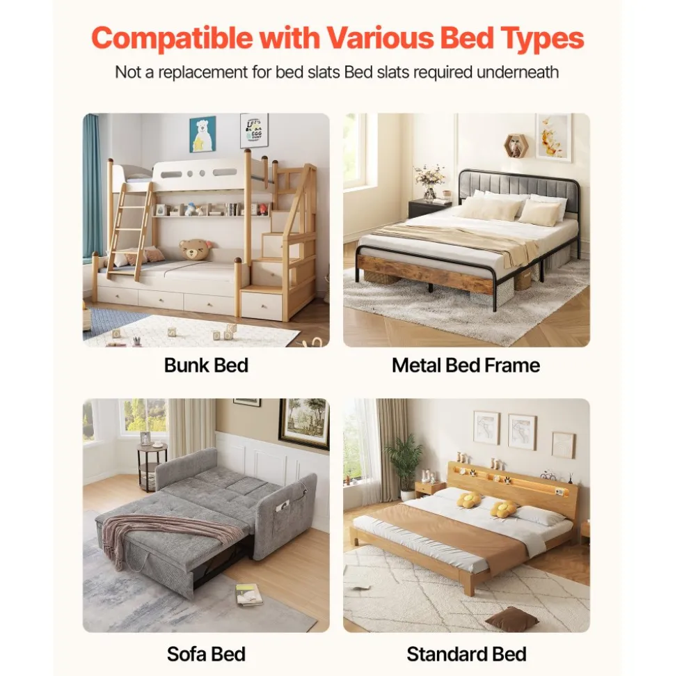 VEVOR Bunkie Board, Cal King Size 72.4 x 83.8 in, Foldable Bed Board Under Mattress with Hook-and-Loop Straps, PP Core with 600D Oxford Fabric, Anti-Sag for Metal Frames, Bunk Beds, and Sleeper Sofas