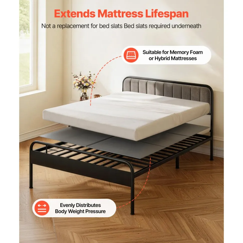 VEVOR Bunkie Board, Full Size 75.6 x 54.3 in, Foldable Bed Board Under Mattress with Hook-and-Loop Straps, PP Core with 600D Oxford Fabric, Anti-Sag for Metal Frames, Bunk Beds, and Sleeper Sofas