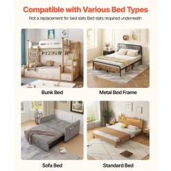VEVOR Bunkie Board, Full Size 75.6 x 54.3 in, Foldable Bed Board Under Mattress with Hook-and-Loop Straps, PP Core with 600D Oxford Fabric, Anti-Sag for Metal Frames, Bunk Beds, and Sleeper Sofas