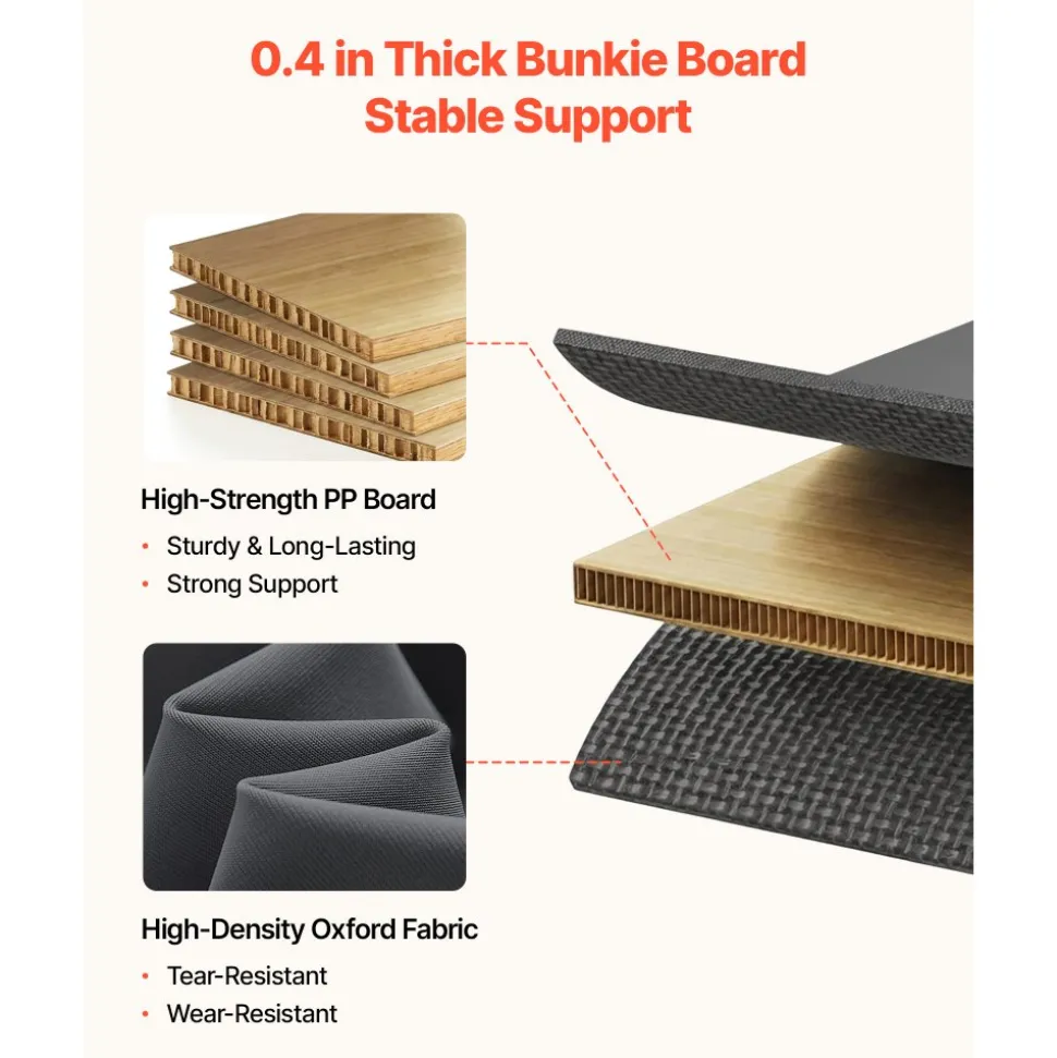 VEVOR Bunkie Board, Full Size 75.6 x 54.3 in, Foldable Bed Board Under Mattress with Hook-and-Loop Straps, PP Core with 600D Oxford Fabric, Anti-Sag for Metal Frames, Bunk Beds, and Sleeper Sofas