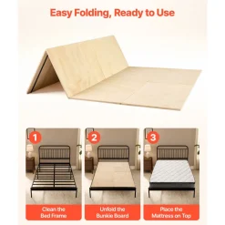 VEVOR Bunkie Board, King Size 76.8 x 70.1 in, Foldable Bed Board Under Mattress with Nylon Webbing, Plywood, Rounded Edges, Anti-Sag Design for Metal Frames, Sleeper Sofas, Platform and Bunk Beds