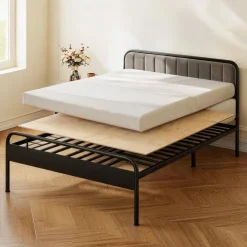 VEVOR Bunkie Board, Queen Size 76.8 x 58.3 in, Foldable Bed Board Under Mattress with Nylon Webbing, Plywood, Rounded Edges, Anti-Sag Design for Metal Frames, Sleeper Sofas, Platform and Bunk Beds