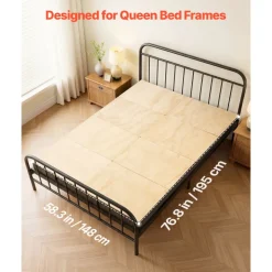 VEVOR Bunkie Board, Queen Size 76.8 x 58.3 in, Foldable Bed Board Under Mattress with Nylon Webbing, Plywood, Rounded Edges, Anti-Sag Design for Metal Frames, Sleeper Sofas, Platform and Bunk Beds