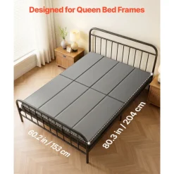 VEVOR Bunkie Board, Queen Size 80.3 x 60.2 in, Foldable Bed Board Under Mattress with Hook-and-Loop Straps, PP Core with 600D Oxford Fabric, Anti-Sag for Metal Frames, Bunk Beds, and Sleeper Sofas