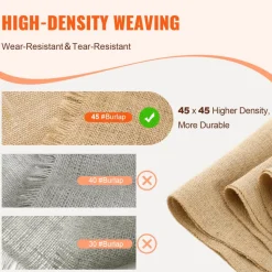 VEVOR Burlap Fabric Roll, 14 in x 30 ft & 50 x 50 High Density Wide Natural Burlap Fabric Rolls, Jute Fabric Burlap Tree Wrap Roll, for Decor, Crafts, Wedding, Gardening, Plant & Tree Winter Covering