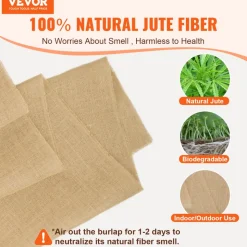 VEVOR Burlap Fabric Roll, 14” x 150 ft & 50 x 50 High Density Wide Natural Burlap Fabric Rolls, Jute Fabric Burlap Tree Wrap Roll, for Decor, Crafts, Wedding, Gardening, Plant & Tree Winter Covering