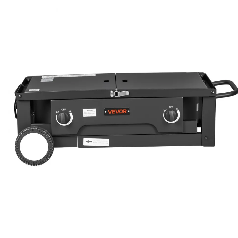 VEVOR 2 Burner Outdoor Propane Gas Stove, 150,000 BTU Propane LPG Gas Camping Stove, Foldable Heavy-duty Carbon Steel Outdoor Cooker, with Wheels & Shield & 20 PSI Regulator, for BBQ Camp Home Patio