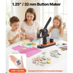 VEVOR Button Maker, 1.25 inch/32mm Pin Maker with 500pcs Button Parts, Ergonomic Arc Handle Punch Press Kit, Button Maker Machine with Panda Magic Book, For Children DIY Gifts and Christmas