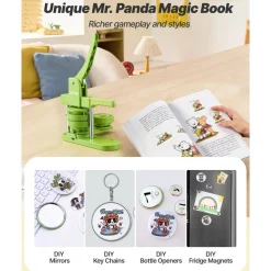 VEVOR Button Maker Machine, 2.95 in, Plastic Pin Maker with 100pcs Button Parts, Mr. Panda Magic Book, Circle Cutter and Hex Wrenches, Reinforced Ergonomic Handle, for DIY Badges, Personalized Pins