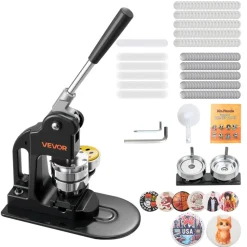 VEVOR Button Maker Machine, 2.28 inch/58mm Pin Maker with 100pcs Button Parts, Ergonomic Arc Handle Punch Press Kit, Button Maker with Panda Magic Book, For Children DIY Gifts and Christmas