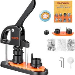 VEVOR Button Maker Machine, 0.98 inch/25mm Pin Maker with 500pcs Button Parts, Button Maker with Panda Magic Book, Ergonomic Arc Handle Punch Press Kit, For Children DIY Gifts and Christmas