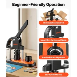 VEVOR Button Maker Machine, 0.98 inch/25mm Pin Maker with 500pcs Button Parts, Button Maker with Panda Magic Book, Ergonomic Arc Handle Punch Press Kit, For Children DIY Gifts and Christmas