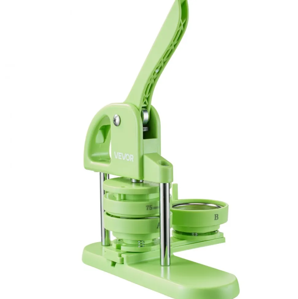VEVOR Button Maker Machine, 2.95 in, Plastic Pin Maker with 100pcs Button Parts, Circle Cutter and Magic Book, Reinforced Ergonomic Handle, for DIY Badges, Personalized Pins and Key Chains, Green