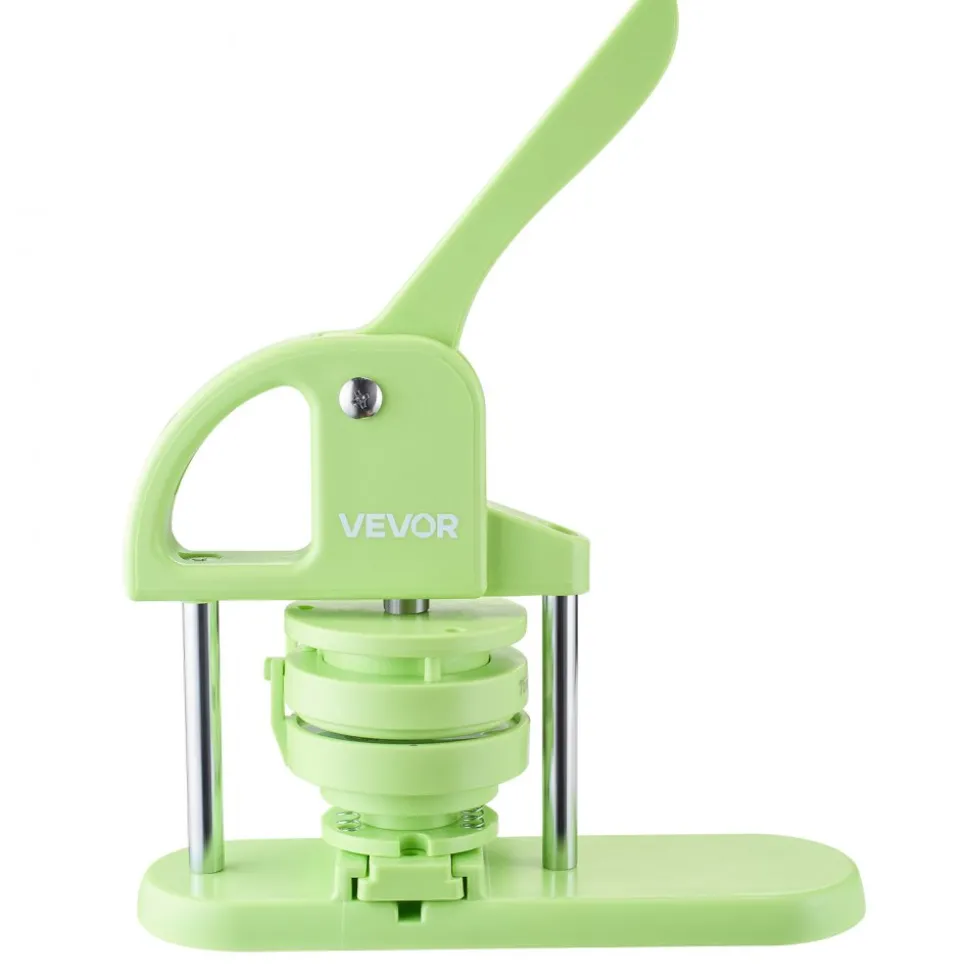 VEVOR Button Maker Machine, 1.26/2.28 inch 2-in-1, Plastic Pin Maker with 200 pcs Button Parts, Circle Cutter and Magic Book, Reinforced Ergonomic Handle, for DIY Badges, Personalized Pins, Green