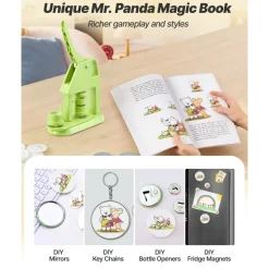 VEVOR Button Maker Machine, 0.98 in, Plastic Pin Maker with 500pcs Button Parts, Mr. Panda Magic Book, Circle Cutter and Hex Wrenches, Reinforced Ergonomic Handle, for DIY Badges, Personalized Pins