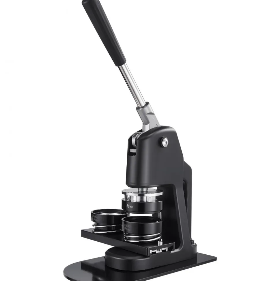 VEVOR Button Maker Machine, 1.26/2.28/2.95 inch 3-in-1, Plastic Pin Maker with 300pcs Button Parts, Circle Cutter and Magic Book, Reinforced Ergonomic Handle, for DIY Badges, Personalized Pins, Black