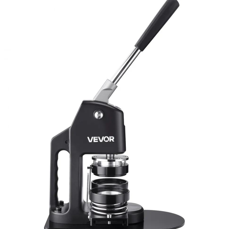 VEVOR Button Maker Machine, 1.26/2.28/2.95 inch 3-in-1, Plastic Pin Maker with 300pcs Button Parts, Circle Cutter and Magic Book, Reinforced Ergonomic Handle, for DIY Badges, Personalized Pins, Black