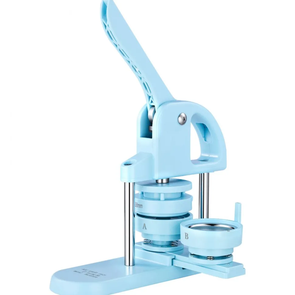 VEVOR Button Maker Machine 1"/1.25"/2.25"(25/32/58 mm) Pin Maker Blue, with 300pcs Button Parts, Circle Cutter and Magic Book, Ergonomic Handle, for DIY Badges, Pins, Fridge Magnets and Key Chains