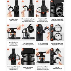 VEVOR Button Maker Machine 1"/1.25"/2.25"(25/32/58 mm) Pin Maker Black, with 300pcs Button Parts, Circle Cutter and Magic Book, Ergonomic Handle, for DIY Badges, Pins, Fridge Magnets and Key Chains