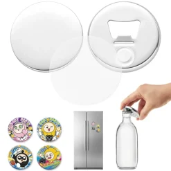 VEVOR Button Maker Supplies 50 Sets 2.28 in / 58 mm Magnet Button Parts, with Magnetic and Bottle Opener Backs, Metal Shells, Clear Mylar Films, and Blank Circle Papers, for Home DIY, Kitchen Decor