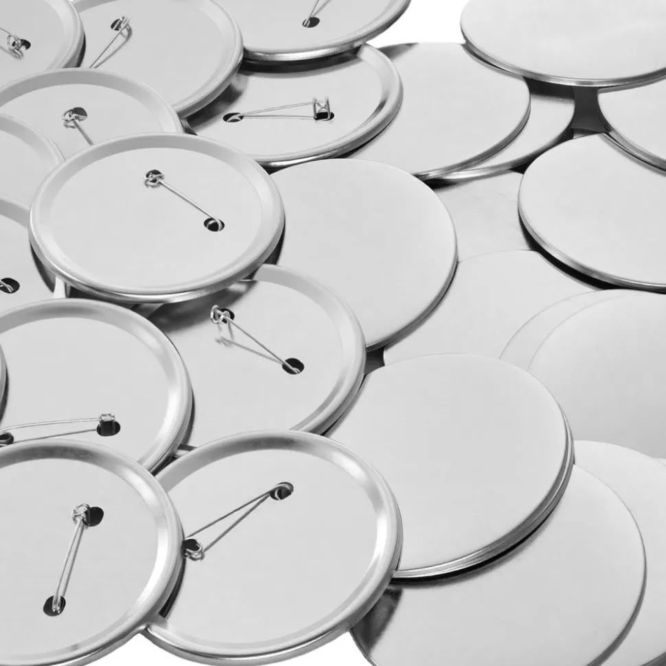 VEVOR Button Maker Supplies 100 Sets 2.95 in / 75 mm Pin Back Button Parts, with Metal Backs, Metal Shells, Clear Mylar Films, and Blank Circle Papers, for Home DIY, School Events, and Custom Studio