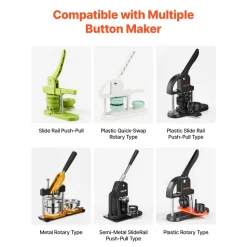 VEVOR Button Maker Supplies 50 Sets 2.28 in / 58 mm Refrigerator Magnets, Bottle Openers, and Keychains Button Parts with Backs, Shells, Clear Mylar Films, and Blank Circle Papers, for Home DIY