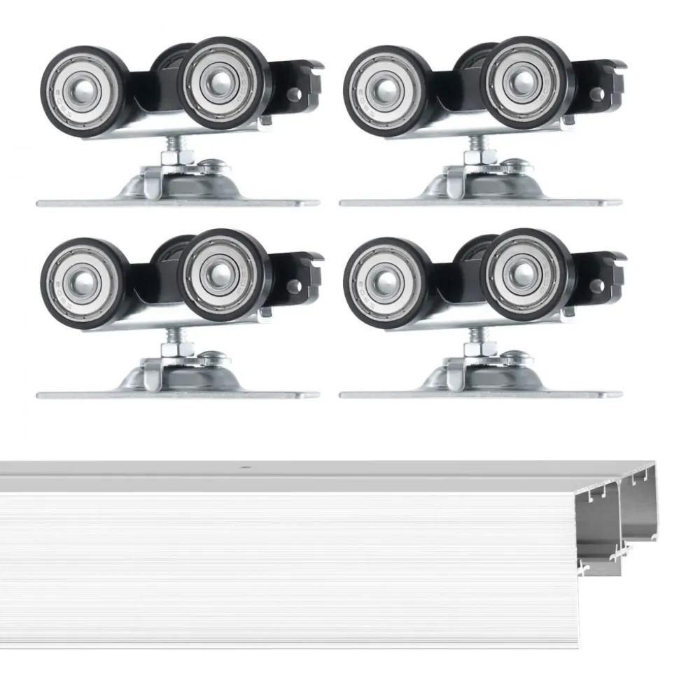 VEVOR Bypass Door Hardware, 6ft Heavy Duty Bypass Sliding Door Hardware Kit, Aluminum Alloy Sliding Closet Door Hardware Set for 2 Door System, Fit Door Thickness 1 3/8 " - 1 3/4", Easy to Install