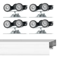 VEVOR Bypass Door Hardware, 5ft Heavy Duty Bypass Sliding Door Hardware Kit, Aluminum Alloy Sliding Closet Door Hardware Set for 2 Door System, Fit Door Thickness 1 3/8