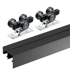 VEVOR Bypass Door Hardware, 4ft Heavy Duty Bypass Sliding Door Hardware Kit, Aluminum Alloy Sliding Closet Door Hardware Set with Finger Pulls, for 2 Door System, Fit Door Thickness 1 3/8