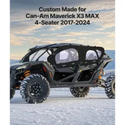 VEVOR Cab Enclosure Upper Doors, Compatible with CFMOTO Uforce 1000 XL 2022-2024, Soft Upper Doors, Windproof Waterproof Upgraded Zipper UTV Soft Side Window Kit, Fit with Side Mirrors and Windshields