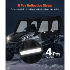 VEVOR Cab Enclosure Upper Doors, Compatible with Kawasaki Teryx4 2012-2022, Soft Upper Doors, Windproof & Waterproof Upgraded Zipper UTV Soft Side Window Kit, Work with Roof and Partial Windshields