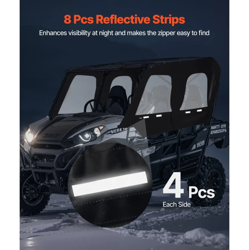 VEVOR Cab Enclosure Upper Doors, Compatible with Kawasaki Teryx4 2012-2022, Soft Upper Doors, Windproof & Waterproof Upgraded Zipper UTV Soft Side Window Kit, Work with Roof and Partial Windshields