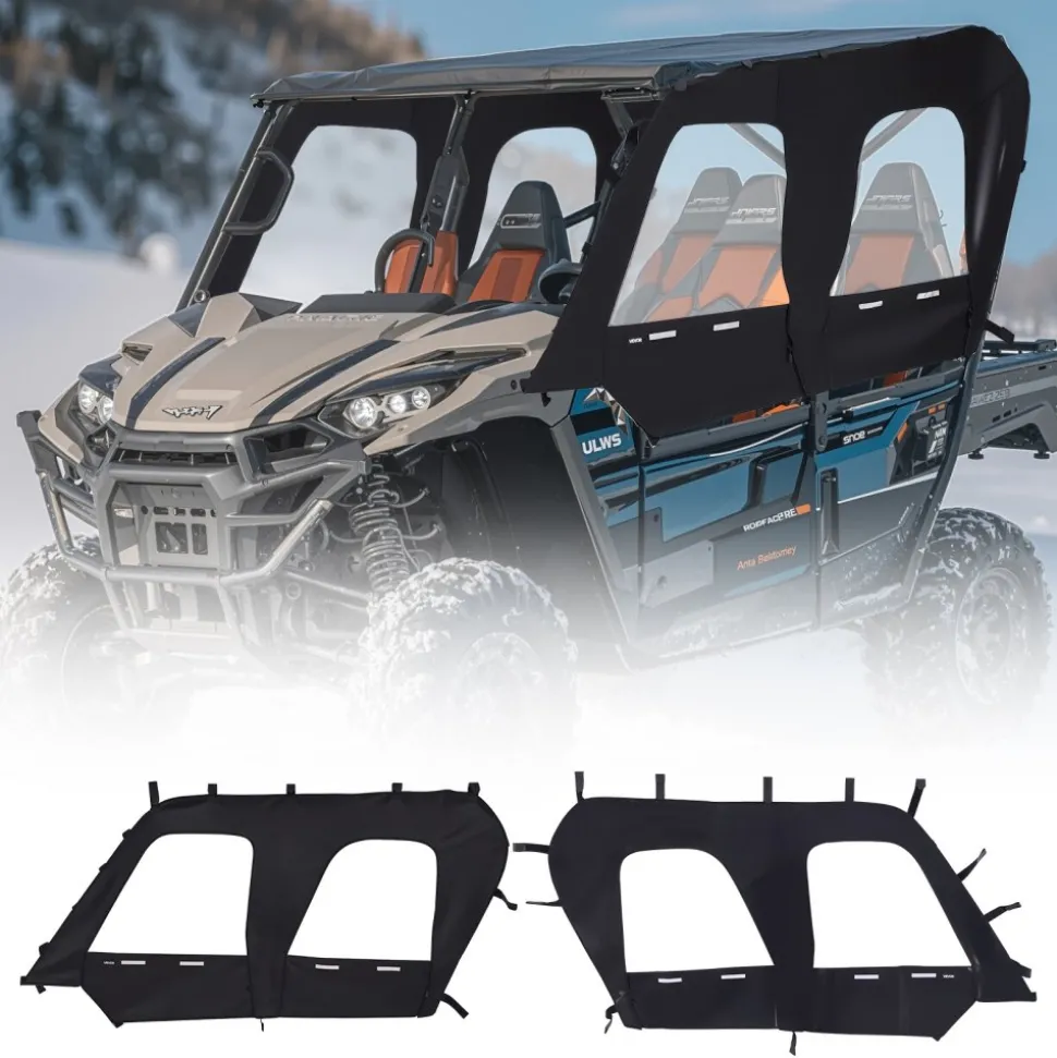 VEVOR Cab Enclosure Upper Doors, Compatible with Kawasaki Teryx4 2012-2022, Soft Upper Doors, Windproof & Waterproof Upgraded Zipper UTV Soft Side Window Kit, Work with Roof and Partial Windshields