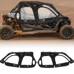 VEVOR Cab Enclosure Upper Doors, Compatible with Polaris RZR XP4 1000/Turbo 2014-2023, Soft Upper Doors, Windproof Upgraded Zipper UTV Soft Side Window Kit, Work with Side Mirrors and Windshields
