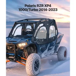 VEVOR Cab Enclosure Upper Doors, Compatible with Polaris RZR XP4 1000/Turbo 2014-2023, Soft Upper Doors, Windproof Upgraded Zipper UTV Soft Side Window Kit, Work with Side Mirrors and Windshields