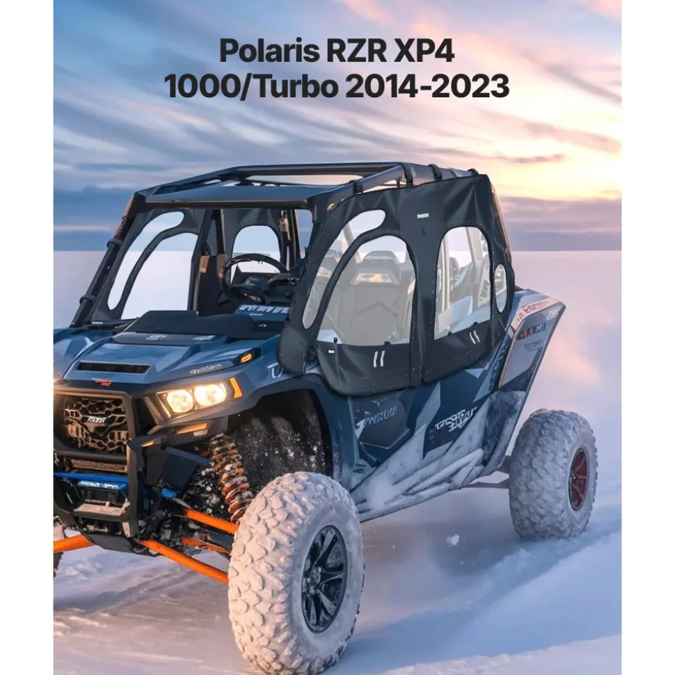 VEVOR Cab Enclosure Upper Doors, Compatible with Polaris RZR XP4 1000/Turbo 2014-2023, Soft Upper Doors, Windproof Upgraded Zipper UTV Soft Side Window Kit, Work with Side Mirrors and Windshields