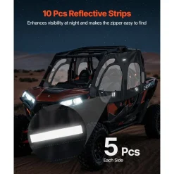 VEVOR Cab Enclosure Upper Doors, Compatible with Polaris RZR XP4 1000/Turbo 2014-2023, Soft Upper Doors, Windproof Upgraded Zipper UTV Soft Side Window Kit, Work with Side Mirrors and Windshields