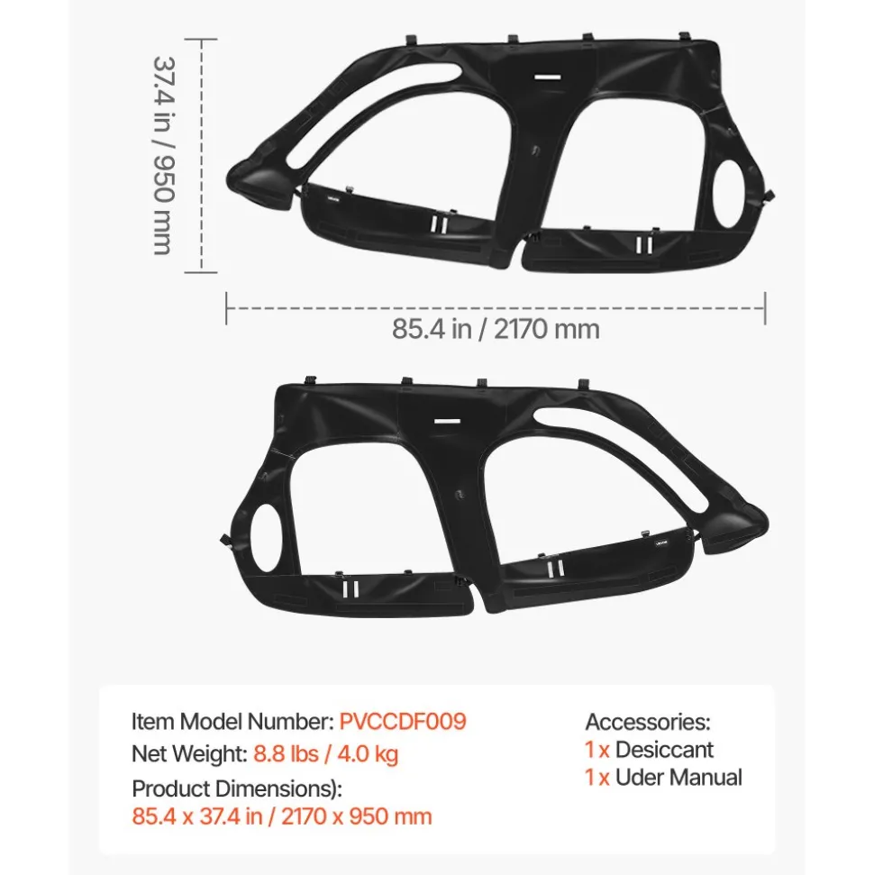 VEVOR Cab Enclosure Upper Doors, Compatible with Polaris RZR XP4 1000/Turbo 2014-2023, Soft Upper Doors, Windproof Upgraded Zipper UTV Soft Side Window Kit, Work with Side Mirrors and Windshields