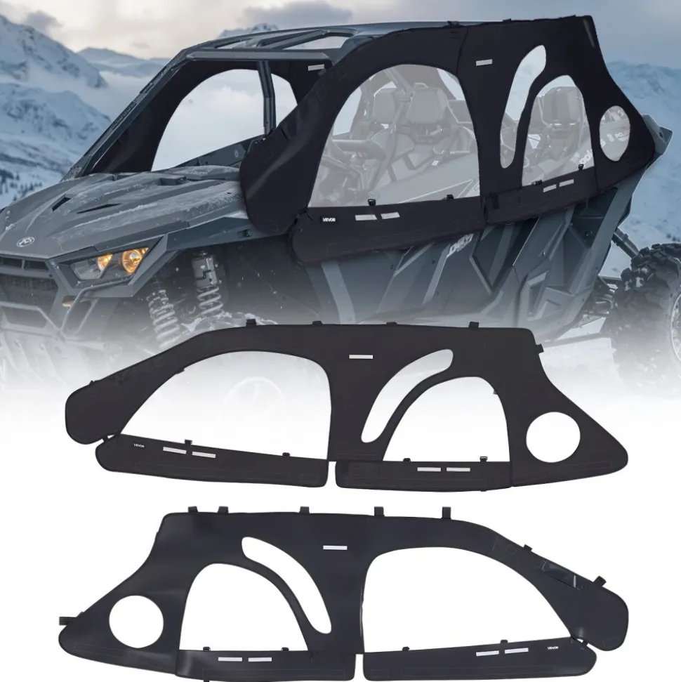 VEVOR Cab Enclosure Upper Doors, Compatible with Polaris RZR PRO 2020-2024/Polaris RZR Turbo2022-2024, Soft Upper Doors, Upgraded Zipper UTV Soft Side Window Kit, Fit with Side Mirrors and Windshields