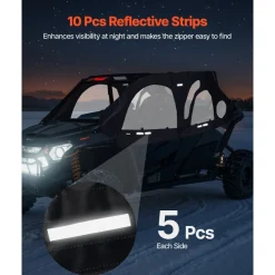 VEVOR Cab Enclosure Upper Doors, Compatible with Polaris RZR PRO 2020-2024/Polaris RZR Turbo2022-2024, Soft Upper Doors, Upgraded Zipper UTV Soft Side Window Kit, Fit with Side Mirrors and Windshields