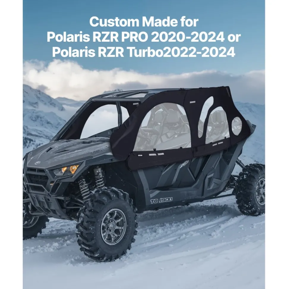 VEVOR Cab Enclosure Upper Doors, Compatible with Polaris RZR PRO 2020-2024/Polaris RZR Turbo2022-2024, Soft Upper Doors, Upgraded Zipper UTV Soft Side Window Kit, Fit with Side Mirrors and Windshields
