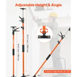 VEVOR Cabinet Jack Support Pole, 2-Pack, 45.7-114.2 Inch Steel Telescopic Quick Support Rod, Adjustable 3rd Hand System up to 154 lbs Capacity for Installing Cabinets, Lifting Drywall, Cargo Bars